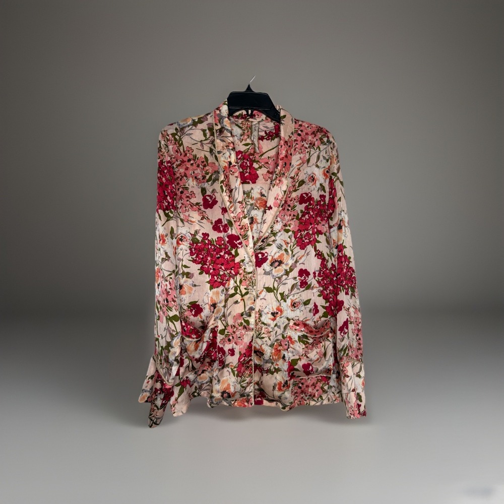 Aratta Floral Embroidered Top Sheer Size M Boho Romantic Feminine